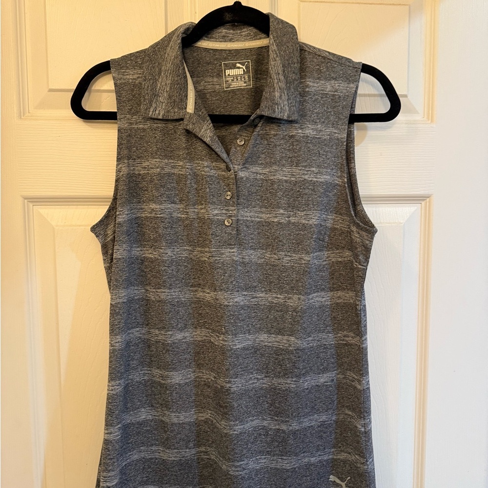 PUMA Women's Gray Sleeveless Polo Top